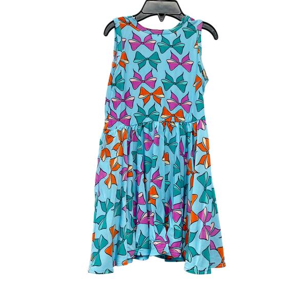 Dot Dot Smile Girls 2T Tank Dress Blue Multicolor Bow Print - Picture 5 of 5